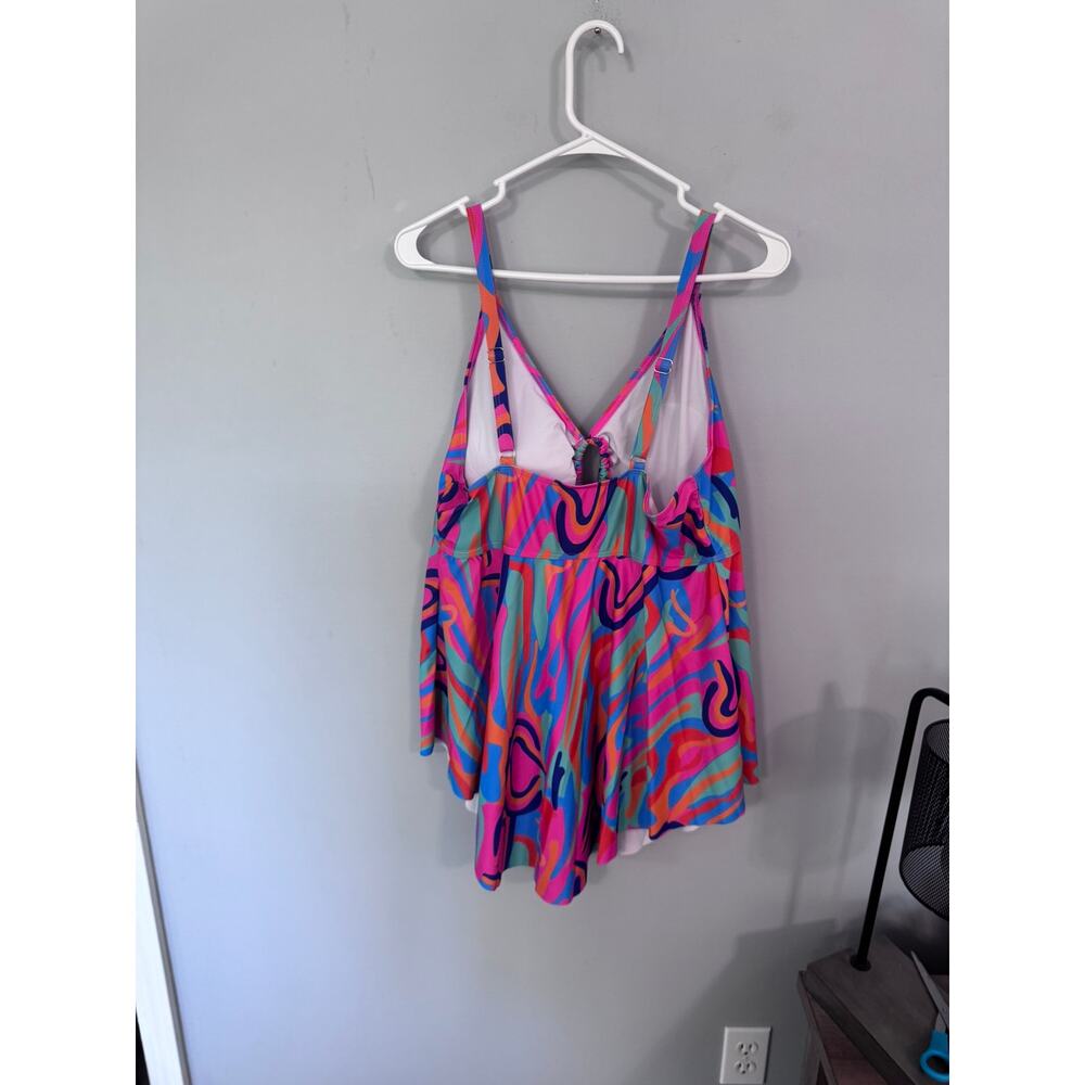 Swim Lushoire Summer Beach Bright Printed Swim Tankini Top Women's Plus Size 4X - Picture 4 of 11